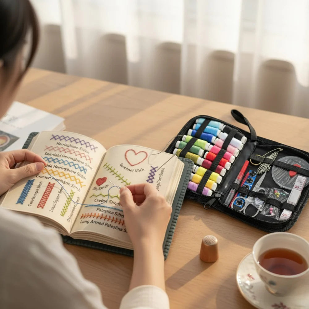 All-in-One Embroidery Stitch Book + Sewing Kit