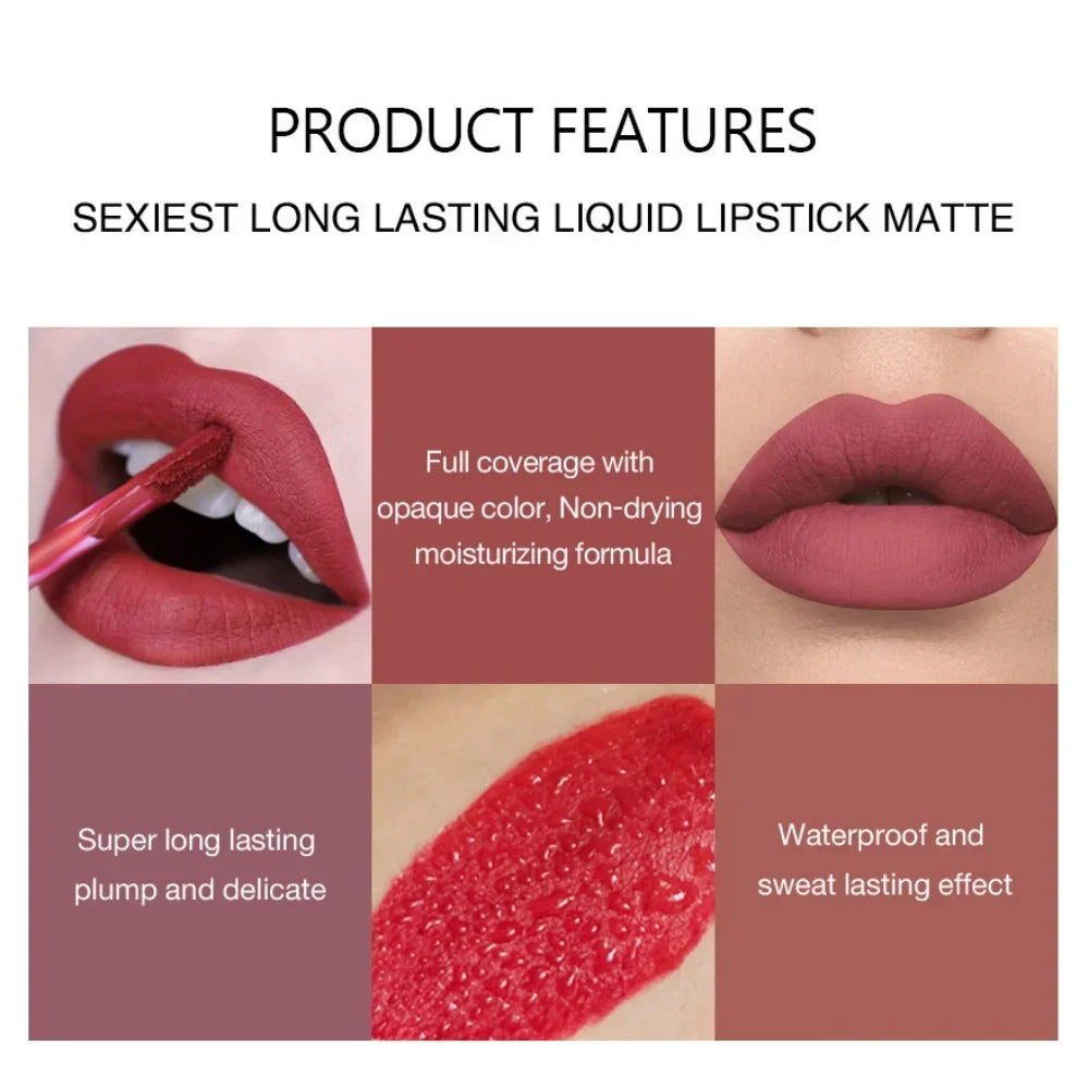 Matte Waterproof Long Lasting Lip Gloss set of 10 PCS