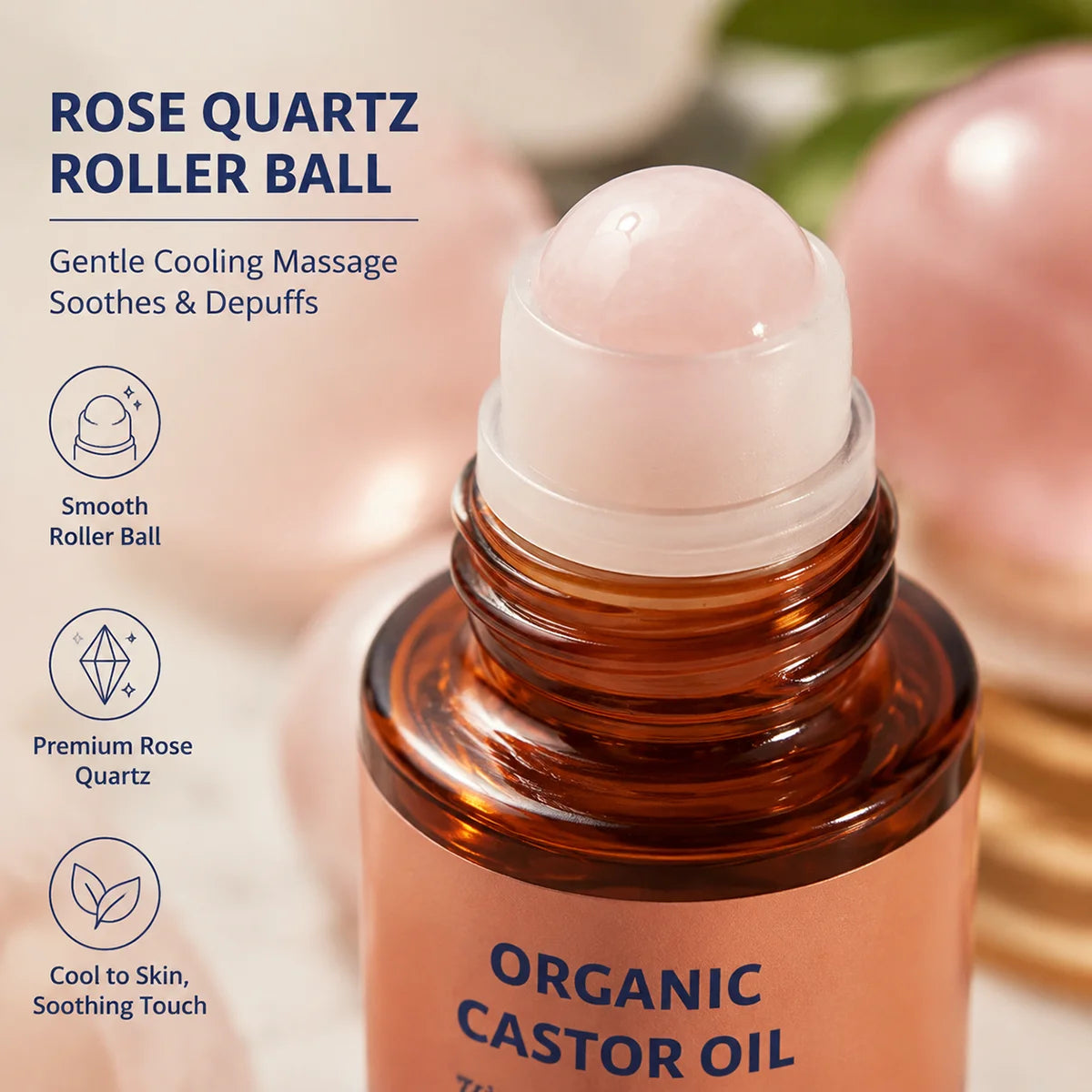 Organic Golden Castor Oil Roll-On with Rose Quartz