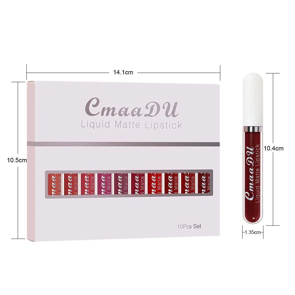 Matte Waterproof Long Lasting Lip Gloss set of 10 PCS