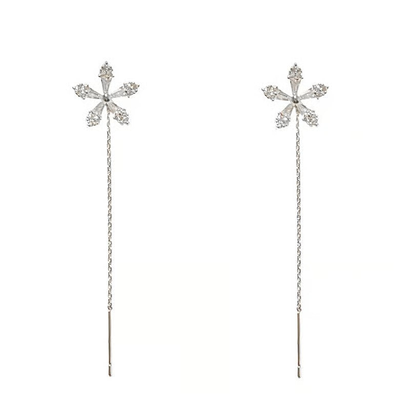 Shiny Diamond Flower Earrings