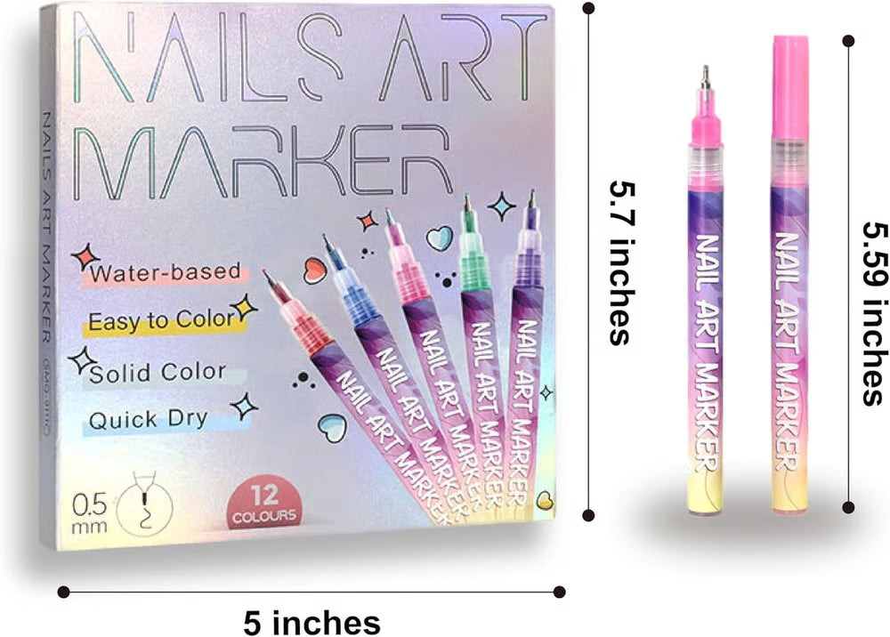 12 Colors Nail Art Pens Set