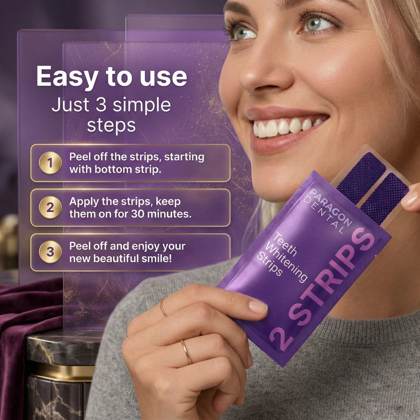 Purple Teeth Whitening Strips - 14 strips