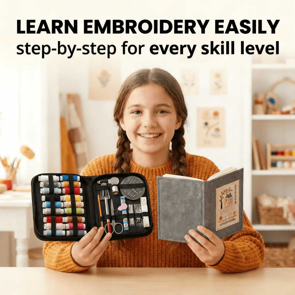 All-in-One Embroidery Stitch Book + Sewing Kit