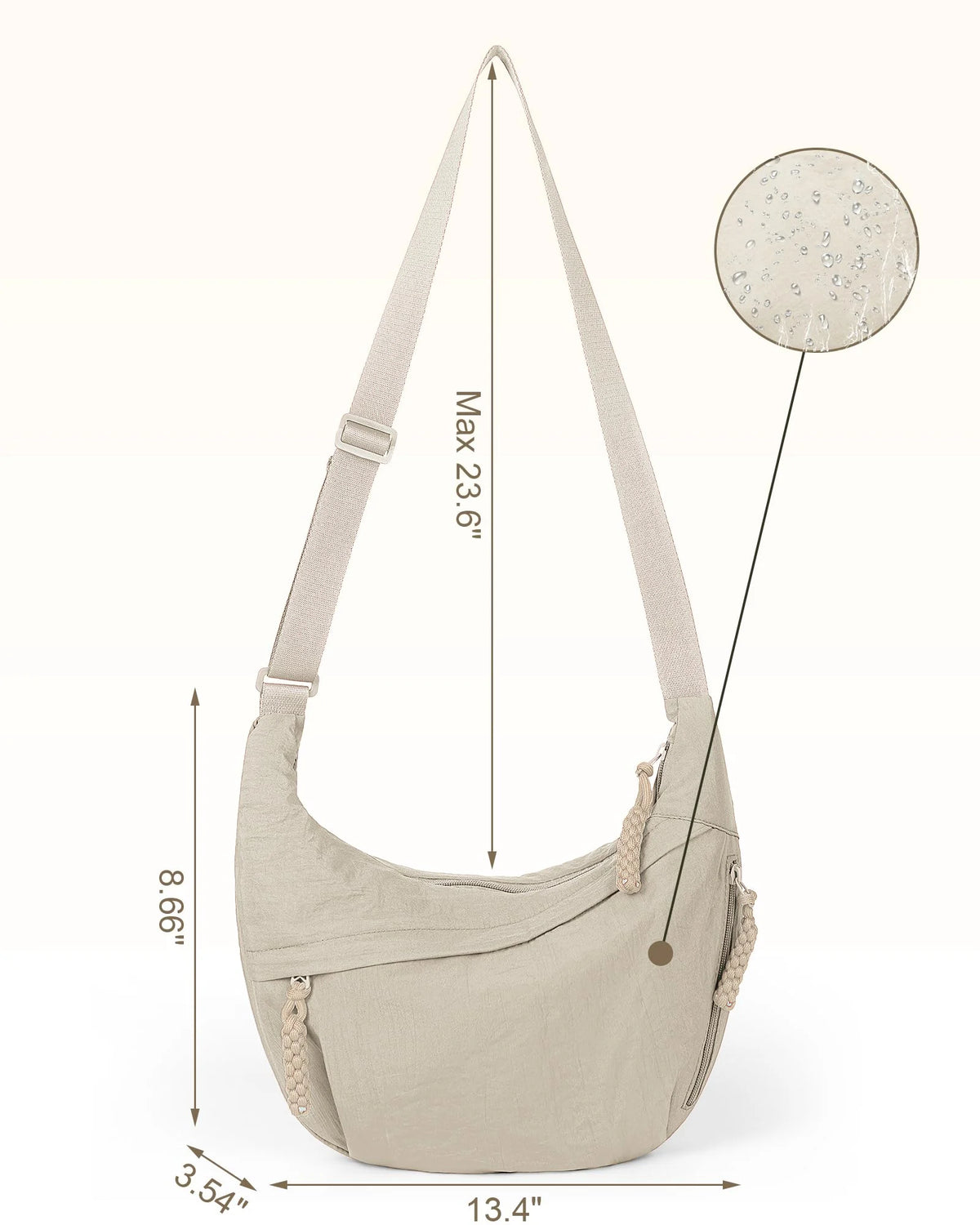 Plain Color Nylon Crossbody Hobo Bag
